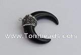 NGP7530 35*38mm horn black agate pendants wholesale