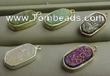 NGP7580 10*15mm oval plated druzy agate pendants wholesale