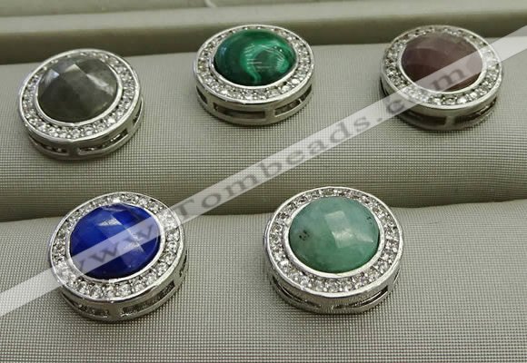 NGP7583 16mm coin mixed gemstone pendants wholesale