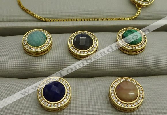 NGP7584 16mm coin mixed gemstone pendants wholesale