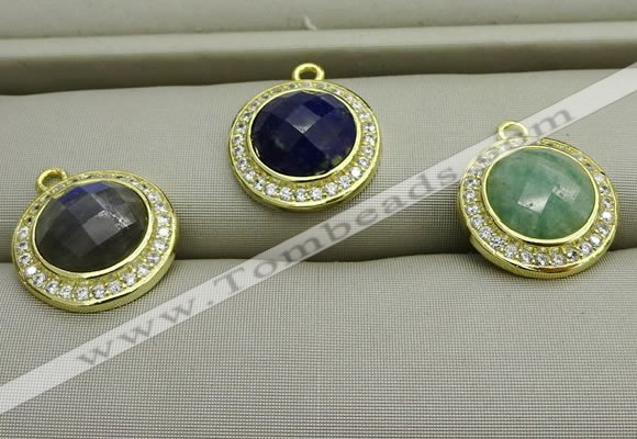 NGP7592 11mm coin mixed gemstone pendants wholesale