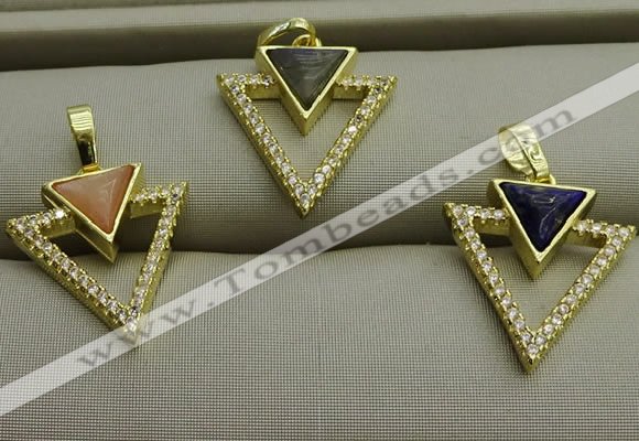 NGP7605 16*19mm arrowhead mixed gemstone pendants wholesale