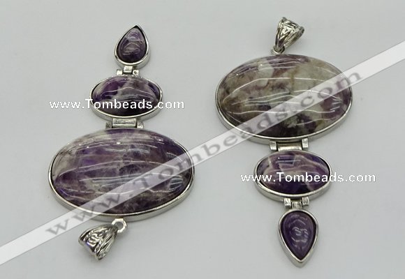 NGP8005 50*82mm - 52*86mm dogtooth amethyst pendant set jewelry