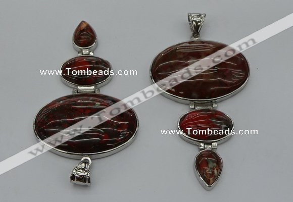 NGP8017 50*82mm - 52*86mm brecciated jasper pendant set jewelry