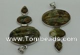 NGP8020 50*82mm - 52*86mm rhyolite gemstone pendant set jewelry