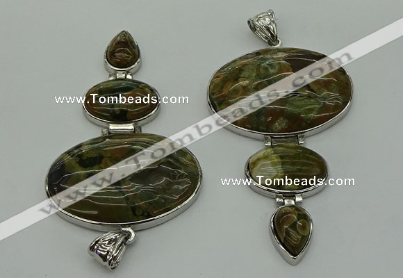 NGP8020 50*82mm - 52*86mm rhyolite gemstone pendant set jewelry