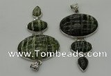 NGP8022 50*82mm - 52*86mm green silver line jasper pendant set jewelry