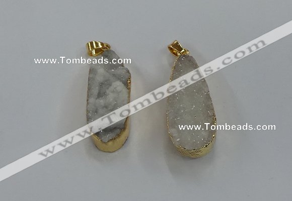 NGP8500 15*33mm - 17*40mm flat teardrop druzy agate pendants