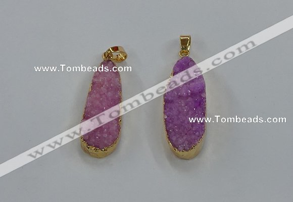 NGP8503 15*33mm - 17*40mm flat teardrop druzy agate pendants