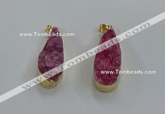 NGP8504 15*33mm - 17*40mm flat teardrop druzy agate pendants