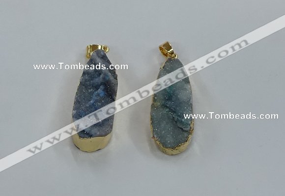 NGP8505 15*33mm - 17*40mm flat teardrop druzy agate pendants