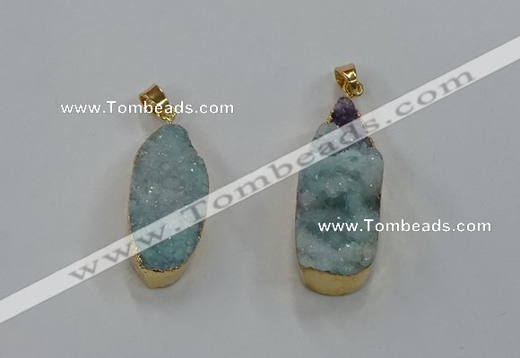 NGP8506 15*33mm - 17*40mm flat teardrop druzy agate pendants