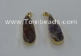 NGP8508 15*33mm - 17*40mm flat teardrop druzy agate pendants