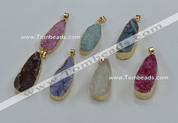 NGP8509 15*33mm - 17*40mm flat teardrop druzy agate pendants