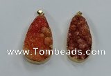 NGP8512 25*48mm - 27*52mm flat teardrop druzy agate pendants