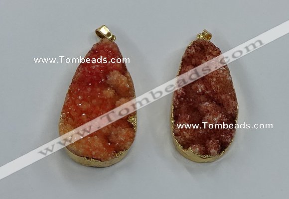 NGP8512 25*48mm - 27*52mm flat teardrop druzy agate pendants