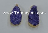 NGP8513 25*48mm - 27*52mm flat teardrop druzy agate pendants