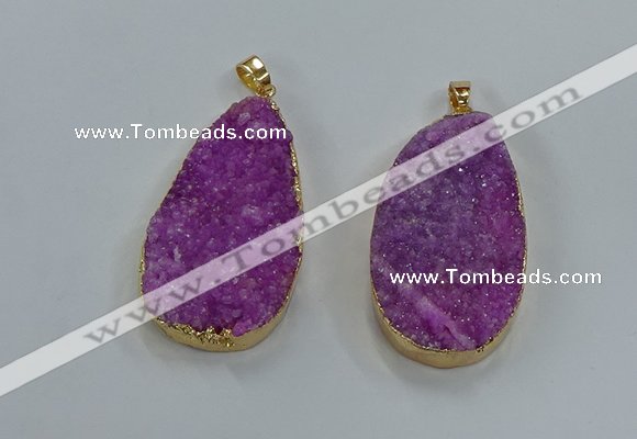 NGP8514 25*48mm - 27*52mm flat teardrop druzy agate pendants