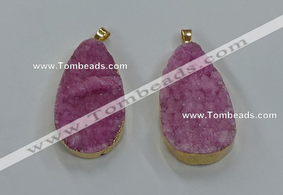 NGP8515 25*48mm - 27*52mm flat teardrop druzy agate pendants