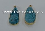 NGP8516 25*48mm - 27*52mm flat teardrop druzy agate pendants