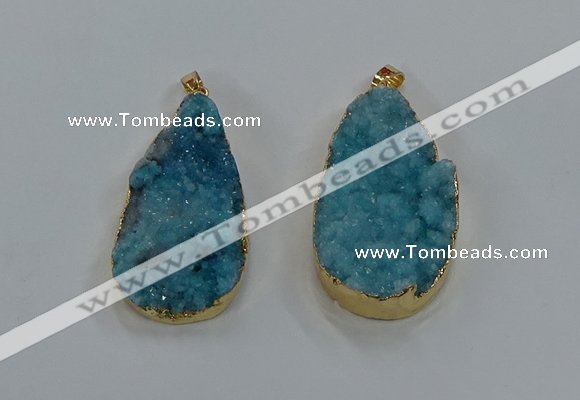 NGP8516 25*48mm - 27*52mm flat teardrop druzy agate pendants