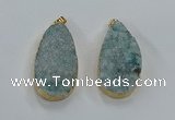 NGP8517 25*48mm - 27*52mm flat teardrop druzy agate pendants