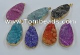 NGP8520 25*48mm - 27*52mm flat teardrop druzy agate pendants