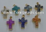 NGP8541 22*30mm - 25*35mm cross druzy agate pendants wholesale