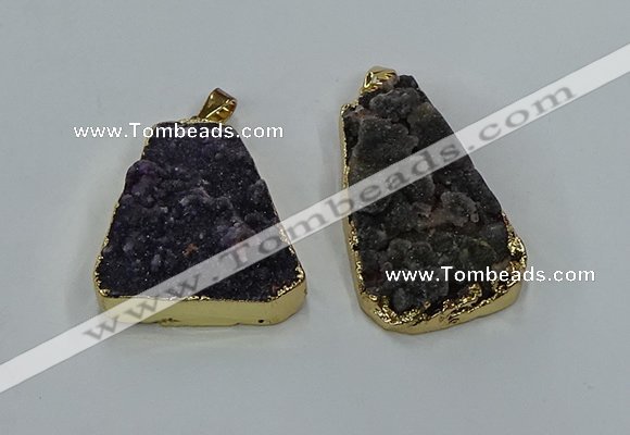 NGP8550 25*33mm - 30*35mm trapezoid druzy agate pendants