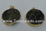 NGP8561 38mm - 40mm flat round druzy agate pendants wholesale