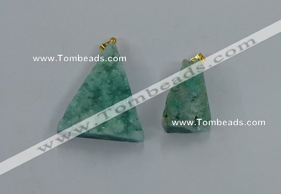 NGP8580 18*25mm - 25*40mm triangle druzy agate pendants wholesale