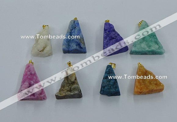 NGP8583 18*25mm - 25*40mm triangle druzy agate pendants wholesale