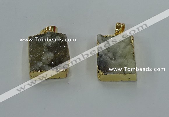 NGP8585 18*25mm rectangle druzy agate pendants wholesale