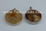 NGP8698 38mm - 40mm flat round agate pendants wholesale