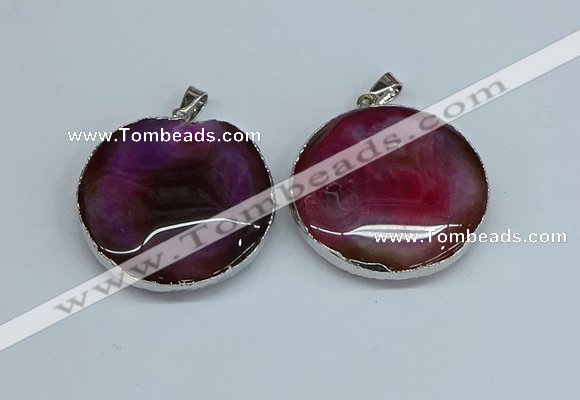 NGP8700 38mm - 40mm flat round agate pendants wholesale