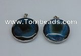 NGP8701 38mm - 40mm flat round agate pendants wholesale