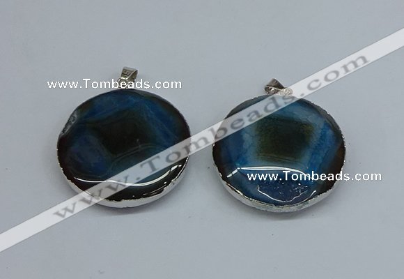 NGP8701 38mm - 40mm flat round agate pendants wholesale