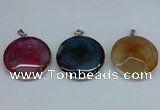 NGP8704 38mm - 40mm flat round agate pendants wholesale