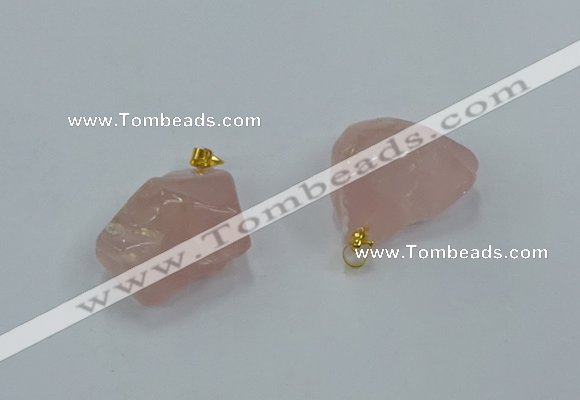 NGP8856 20*25mm - 30*40mm nuggets rose quartz pendants wholesale