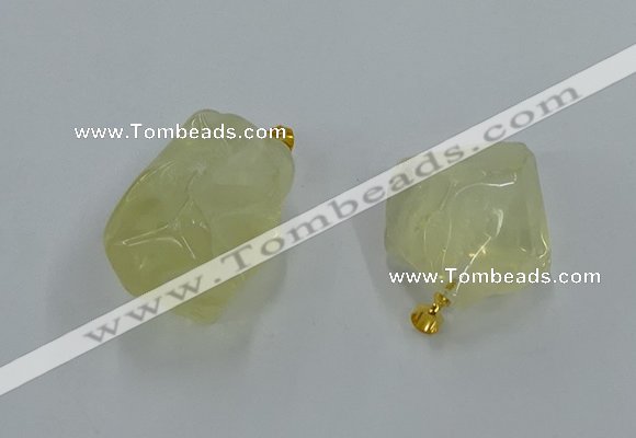 NGP8857 20*25mm - 30*40mm nuggets lemon quartz pendants wholesale