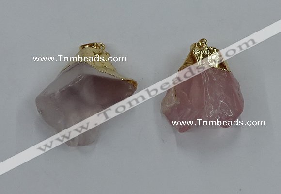 NGP8861 20*25mm - 30*40mm nuggets rose quartz gemstone pendants