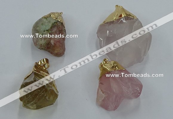 NGP8868 20*25mm - 30*40mm nuggets mixed quartz gemstone pendants