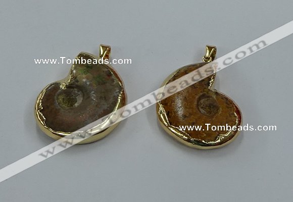 NGP8874 22*26mm - 30*35mm carved ammonite gemstone pendants