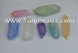 NGP8885 16*38mm - 25*60mm sticks crackle quartz pendants wholesale