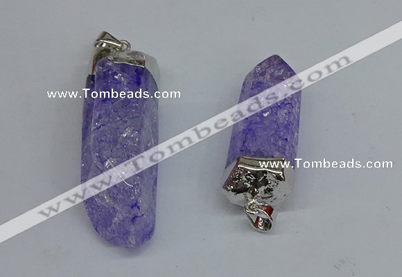 NGP8902 15*40mm - 18*60mm sticks crackle quartz pendants