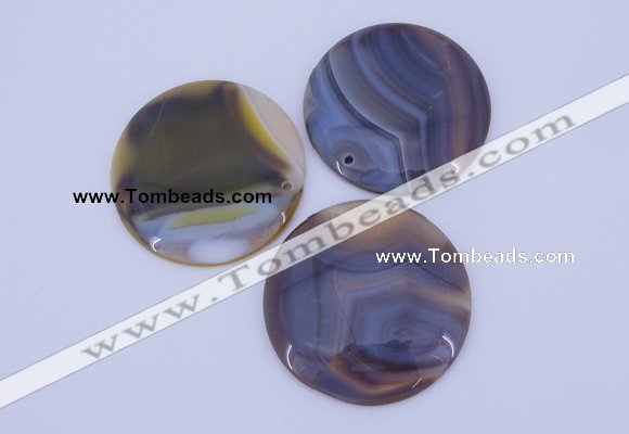 NGP934 5PCS 52mm flat round agate gemstone pendants wholesale