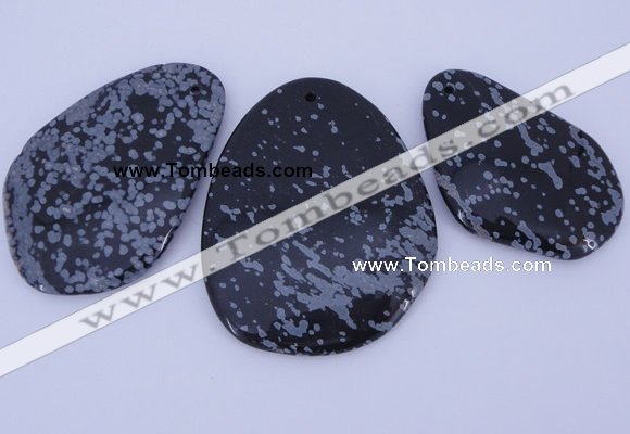 NGP947 5PCS 35-55mm*50-65mm freeform snowflake obsidian gemstone pendants