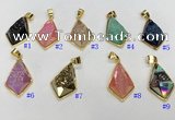 NGP9601 18*25mm faceted plated druzy agate pendants