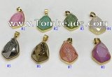 NGP9609 18*25mm faceted teardrop plated druzy agate pendants