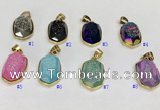 NGP9610 15*22mm faceted oval plated druzy agate pendants